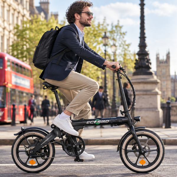 Ecosmo 16″ 3-Way Folding Commuter Electric Bike 250W - Pedal & Chain