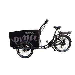 EMU E-Haul Cargo Electric Trike with Box & Cushion – Black - Pedal & Chain