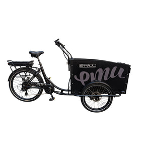 EMU E-Haul Cargo Electric Trike with Box & Cushion – Black - Pedal & Chain