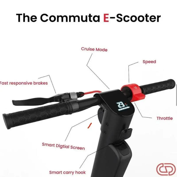 Cruzaa Commuta E-Scooter 350W Carbon Black - Pedal & Chain
