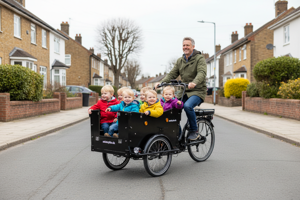 AmcargoBikes Kindergarten Open lifestyle image with correct bike