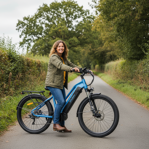 Hikobike Rangler Touring Electric Bike square lifestyle image - different angle