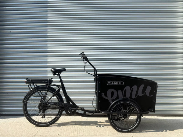 EMU E-Haul Cargo Electric Trike with Box & Cushion – Black - Pedal & Chain