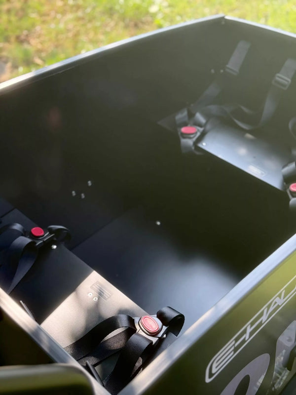 EMU E-Haul Cargo Electric Trike with Box & Cushion – Black - Pedal & Chain
